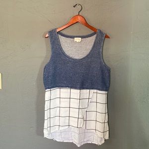 Anthropologie Deletta Mixed Media High Low Window Pane Boho Tank Top